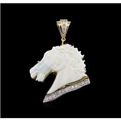 9.00ct Opal and Diamond Horse Head Pendant - 14KT Two-Tone Gold