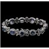 Image 2 : 8.71ctw Blue Sapphire and Diamond Bracelet - 14KT White Gold