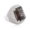 Image 1 : 14KT White Gold 28.73ct Tourmaline and Diamond Ring