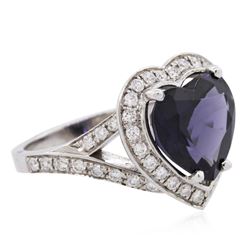 14KT White Gold 4.22ct Blue Spinel and Diamond Ring