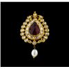 Image 1 : 1.95ctw Garnet and Diamond Necklace - 18KT Yellow Gold
