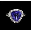 Image 2 : 5.05ct Tanzanite and Diamond Ring - 14KT White Gold