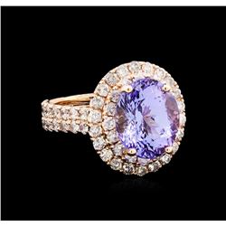 6.04ct Tanzanite and Diamond Ring - 14KT Rose Gold