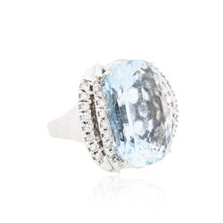 14KT White Gold 22.00ct Aquamarine and Diamond Ring