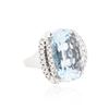 Image 1 : 14KT White Gold 22.00ct Aquamarine and Diamond Ring