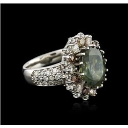 14KT White Gold 6.33ct Green Sapphire and Diamond Ring