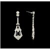 Image 2 : 3.10ctw Blue Sapphire and Diamond Dangle Earrings  - 18KT White Gold