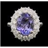 Image 2 : 14KT White Gold 4.34ct Tanzanite and Diamond Ring