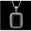 Image 1 : 14KT White Gold 44.43ct Topaz and Diamond Pendant With Chain
