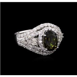 GIA Cert 2.75ct Alexandrite and Diamond Ring - 14KT White Gold