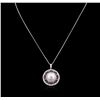 Image 2 : Pearl, Pink Sapphire and Diamond Pendant With Chain - 14KT White Gold