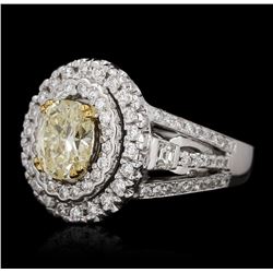 14KT White Gold 1.24ct I-1/Light Yellow GIA Cert Diamond Ring