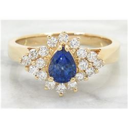 0.92ct Sapphire and Diamond Ring - 14KT Yellow Gold