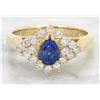 Image 1 : 0.92ct Sapphire and Diamond Ring - 14KT Yellow Gold