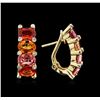 Image 2 : 7.98ctw Multi Color Sapphire and Diamond Earrings - 14KT Yellow Gold