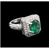 Image 1 : 2.39ct Emerald and Diamond Ring - 14KT White Gold