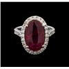 Image 1 : 5.25ct Ruby and Diamond Ring - 14KT White Gold