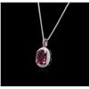 Image 3 : 14KT White Gold 4.70ct Tourmaline, Ruby and Diamond Pendant With Chain