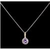 Image 1 : 1.55ct Tanzanite and Diamond Pendant With Chain - 14KT White Gold