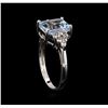 Image 4 : 3.00ct Aquamarine and Diamond Ring - 14KT White Gold