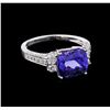 Image 1 : 3.93ct Tanzanite and Diamond Ring - 18KT White Gold