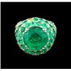 Image 2 : GIA Certified 17.47ctw Emerald and Diamond Earrings and Ring Set - 18KT White Go