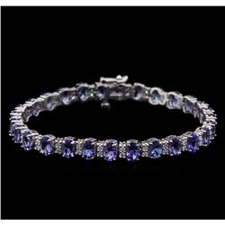 12.30ctw Tanzanite and Diamond Bracelet - 14KT White Gold