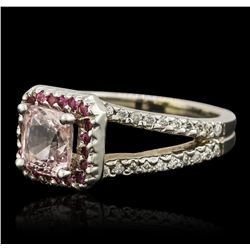 14KT White Gold 1.84ct Pink Sapphire, Ruby and Diamond Ring