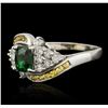 Image 1 : 14KT White Gold 0.30ct Tsavorite, Yellow Sapphire and Diamond Ring