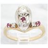 Image 4 : 0.20ctw Diamond and Ruby Ring - 14KT Yellow Gold