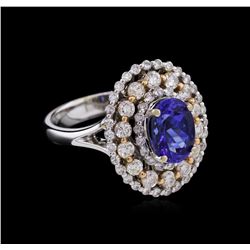 14KT Two-Tone Gold 1.73ct Tanzanite and Diamond Ring