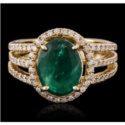 14KT Yellow Gold 2.82ct Emerald and Diamond Ring