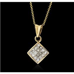14KT Yellow Gold 0.50ctw Diamond Pendant With Chain