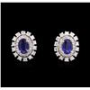 Image 2 : 14KT White Gold 1.04ctw Sapphire and Diamond Earrings