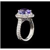Image 4 : 4.55ct Tanzanite and Diamond Ring - 14KT White Gold
