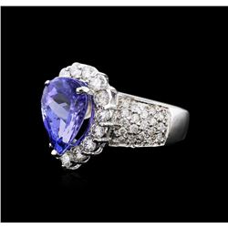 14KT White Gold 4.32ct Tanzanite and Diamond Ring