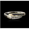 Image 1 : 10KT Two-Tone Gold 0.20ctw Sapphire and Diamond Ring