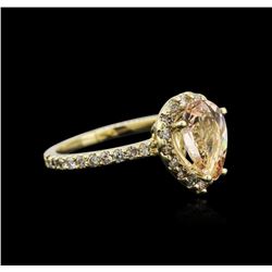 14KT Yellow Gold 1.29ct Morganite and Diamond Ring