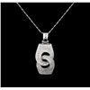 Image 1 : 14KT White Gold 0.83ctw Diamond Pendant With Chain
