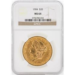 1904 NGC MS64 $20 Liberty Head Double Eagle Gold Coin