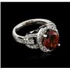 Image 1 : 14KT White Gold 4.15ct Almandite and Diamond Ring