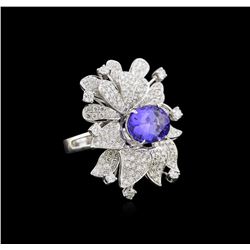 5.16ct Tanzanite and Diamond Ring - 18KT White Gold