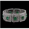 Image 2 : 14KT White Gold 12.42ctw Emerald and Diamond Bracelet