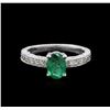 Image 2 : 14KT White Gold 0.76ct Emerald and Diamond Ring