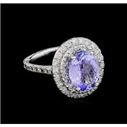 3.06ct Tanzanite and Diamond Ring - 14KT White Gold