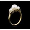 Image 3 : Pearl and Diamond Ring - 14KT Yellow Gold