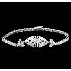 0.20ct Blue Sapphire and Diamond Bracelet - 18KT White Gold