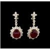 Image 1 : 23.42ctw Ruby and Diamond Earrings - 14KT Yellow Gold