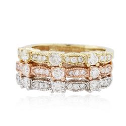 14KT Yellow, White, And Rose Gold 0.80ctw Diamond Rings