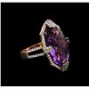 Image 1 : 14.59ct Amethyst and Diamond Ring - 14KT Rose Gold
